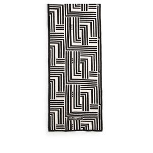 Karl Lagerfeld Art Deco Scarf, Size 72" x 14" - Black/White